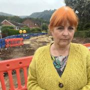 Cllr Natalie McVey at the roadworks in Cowleigh Bank