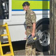Army officers were at the scene of a suspected bomb discovery