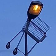 A trolley has been spotted on top of a lamppost in Malvern
