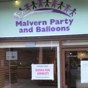 The former Malvern Party and Balloons shop in Church Walk where Books For Amnesty Malvern will be moving into