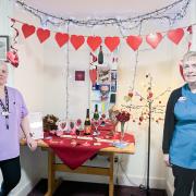 Vanda Jenkins and Dawn Barnes with their Valentine’s display at Perrins House