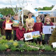 Bredenbury Primary School pupils pictured in their garden at last year's RHS Malvern Spring Festival