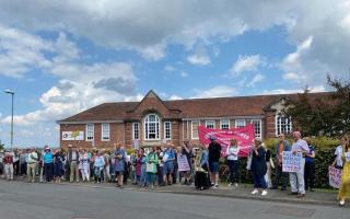 Crowds protest the closure of Malvern Hills College in 2021