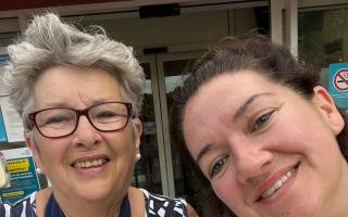 HEALING: Linda Knivett (left) with her daughter is now on the mend after a fall in Priory Park which saw her helped by staff at Malvern Theatres