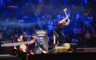 Action shots of Team GB at the Timbersports World Championships