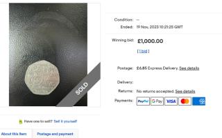 ROYAL MINT: Victoria Cross 50p coin sells for £1000 on eBay.