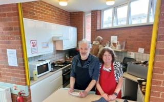 Volunteers Neil Andrews and Ruth Smith helping out at Zest4Life’s lunch club