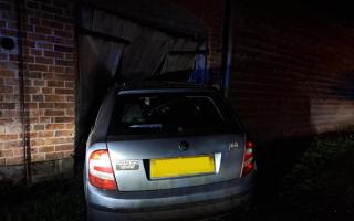 A drunk driver was arrested after crashing into a house near Tenbury Wells
