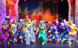 Powick Players during their last pantomime performance of Aladdin