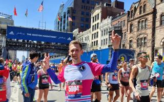 Boston: Malvern Buzzard Dave Lawrence completes Boston Marathon.