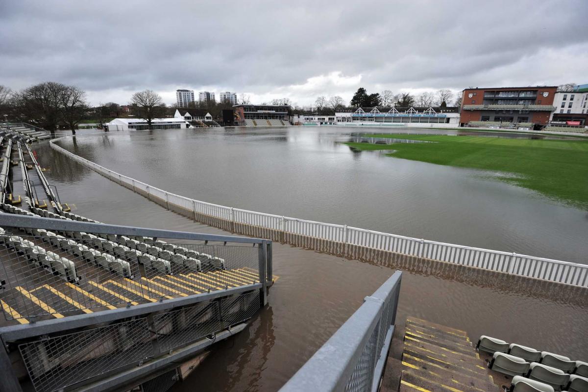 Worcestershire County Cricket Club ground on New Road underwater just days  before start of season | Malvern Gazette